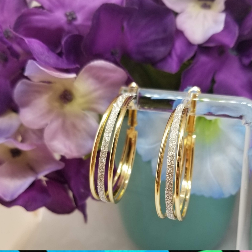 A Beautiful Fashion Loop Gold Frosted Big Hoop Earrings